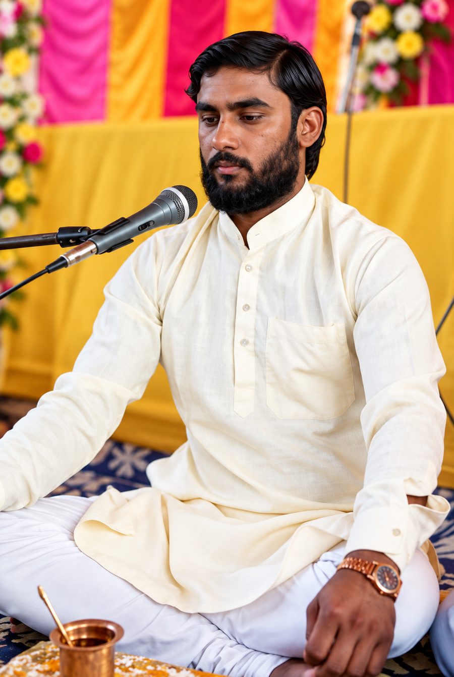 Pandit Umesh Arya reciting mantras at a ceremony